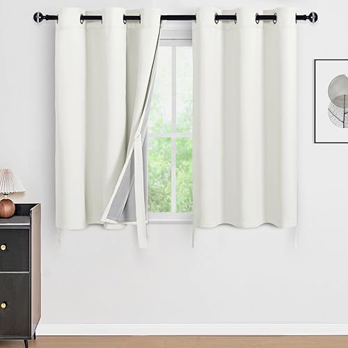 Miniatura 110 de DWCN Cortinas opacas 100% grises de 84 pulgadas de largo para dormitorio con forro negro, doble capa con aislamiento térmico, paneles de cortina