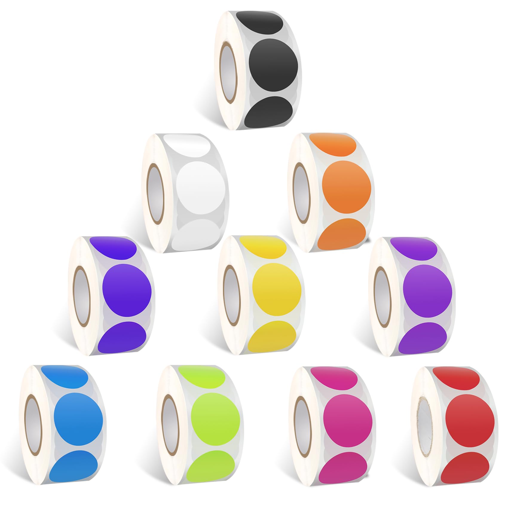5000 Autocollants Ronds Multicolores - 25 Mm - 10 Couleurs - Pour Classement, DIY Et Déco