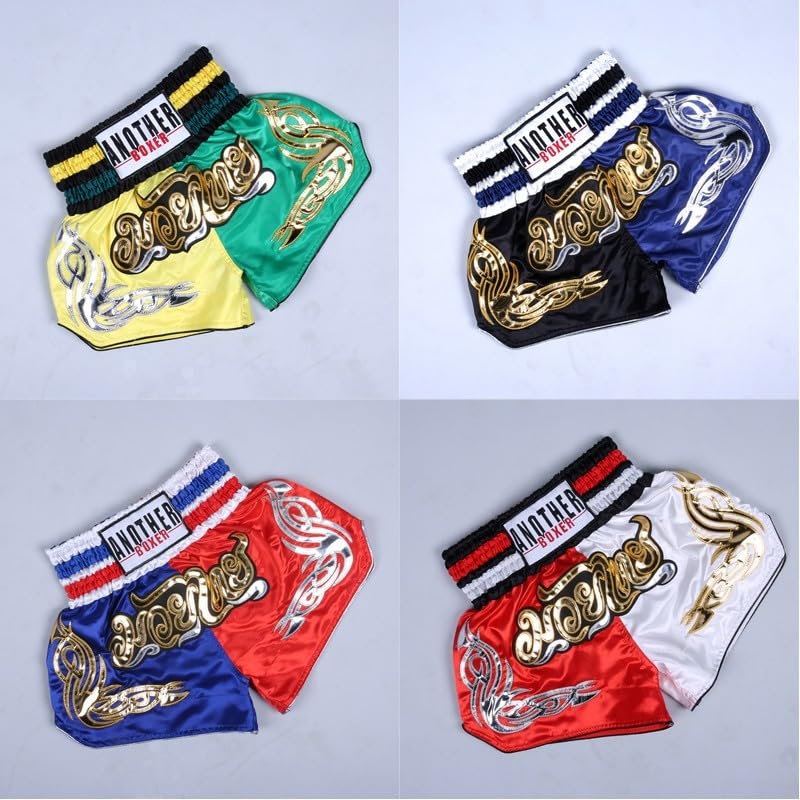 Unisexe Muay Thai Boxe Short AnotherBoxer MMA Kickboxing Combat Respirant (M Rouge+Blanc)