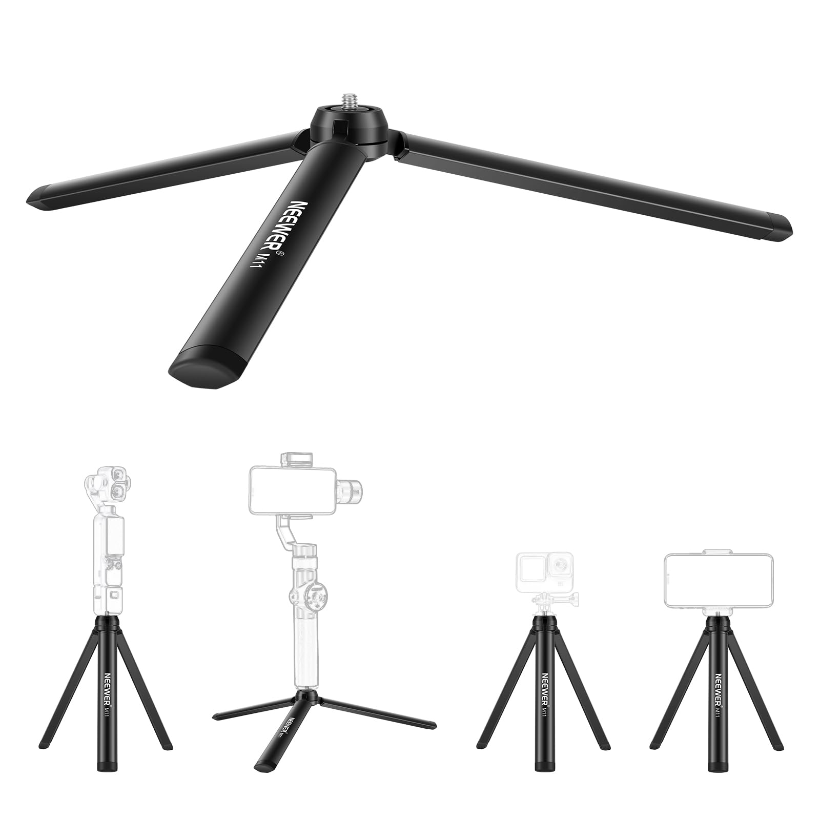 NEEWER Mini Metal Tripod, Table Stand, Desktop Compact Tripod Compatible with Crane M2, Smooth Q2, Gimbal Grip Stabilizer and All Cameras