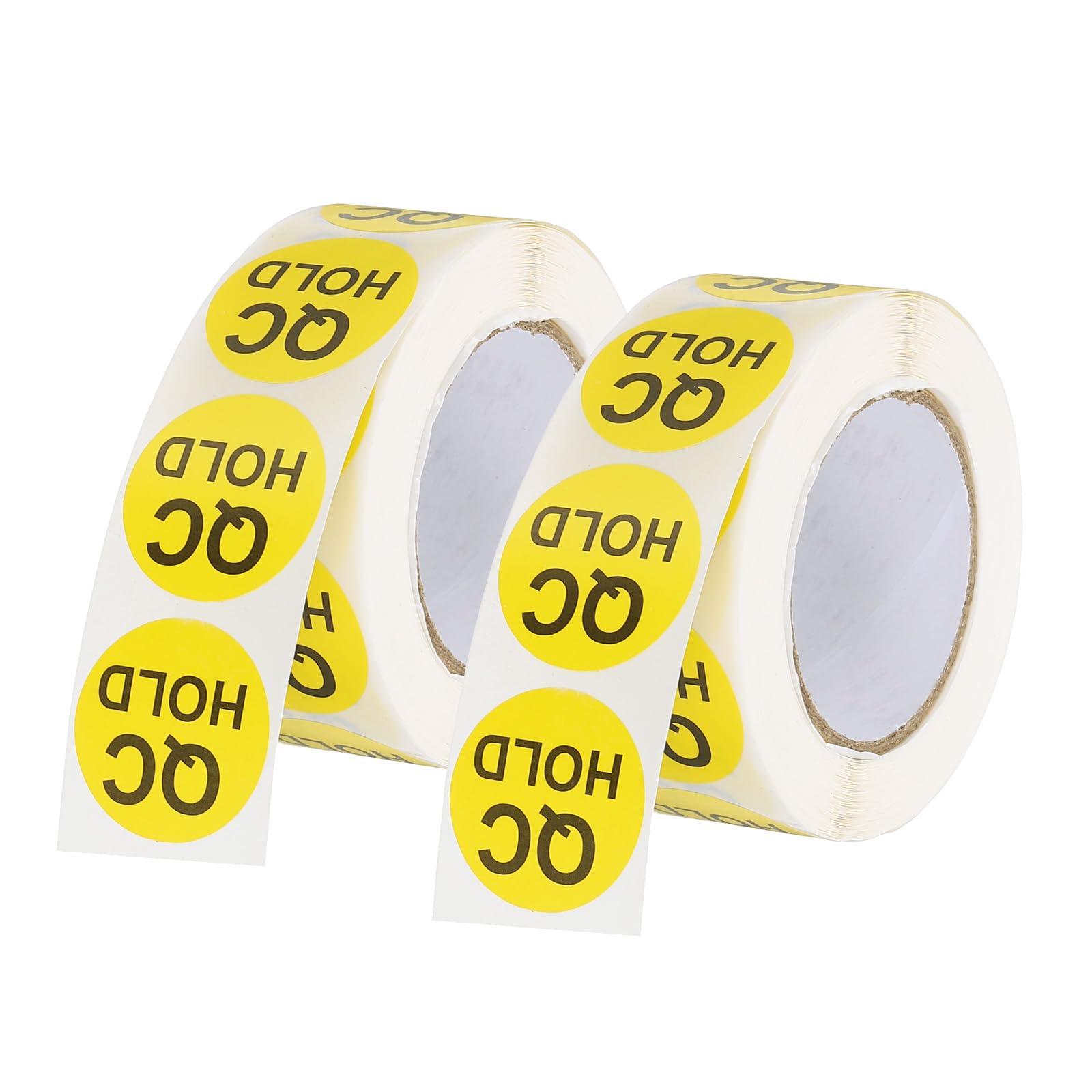 PATIKIL 1" QC Hold Labels, 2 Roll/1000 Pcs Inventory Quality Control Stickers Round Warehouse Management Organization Labels for Shipping Manufacturing Inspection, Yellow