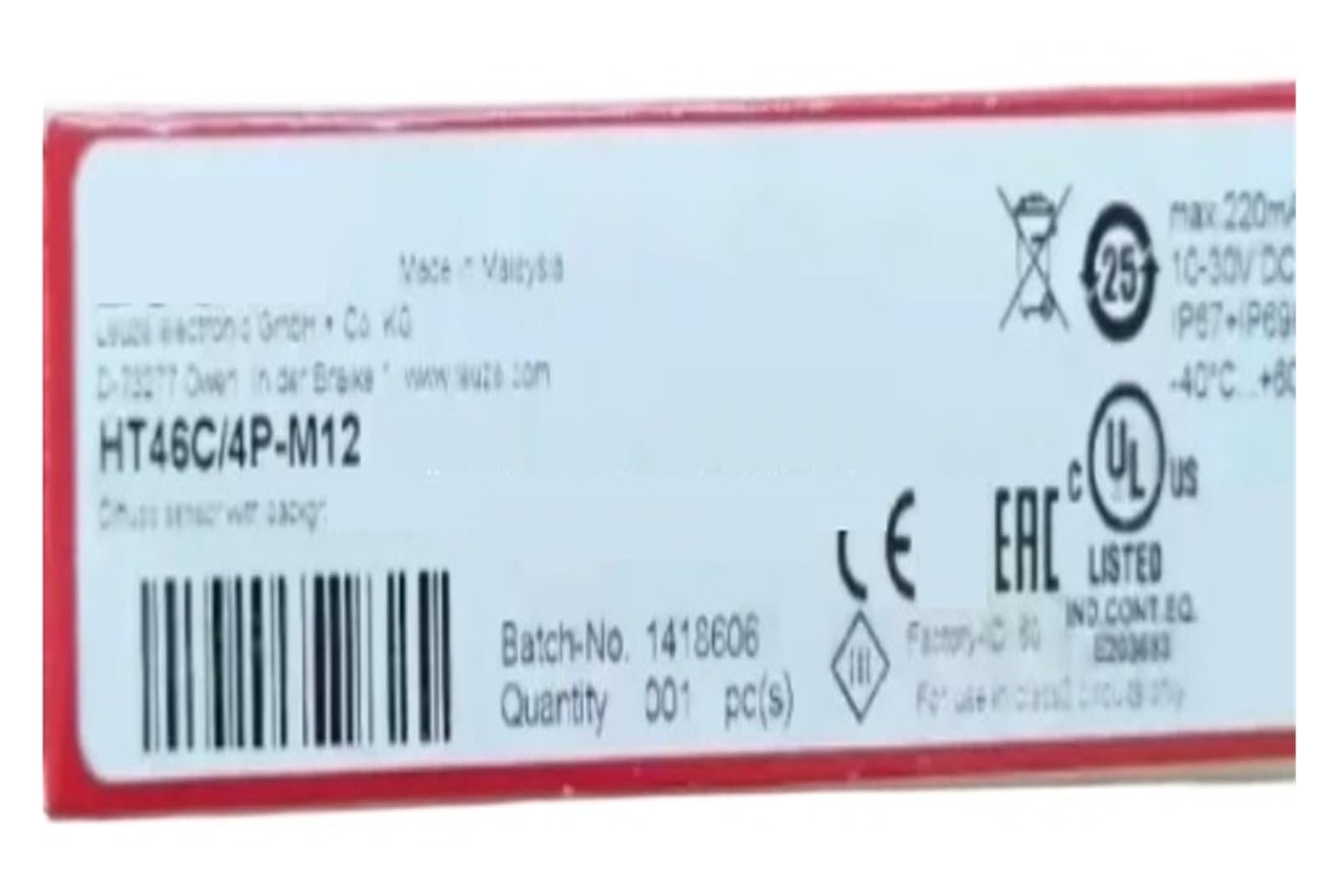 BRODEFUP HT46C/4P-M12 50127048 Photoelectric Switch Sensor