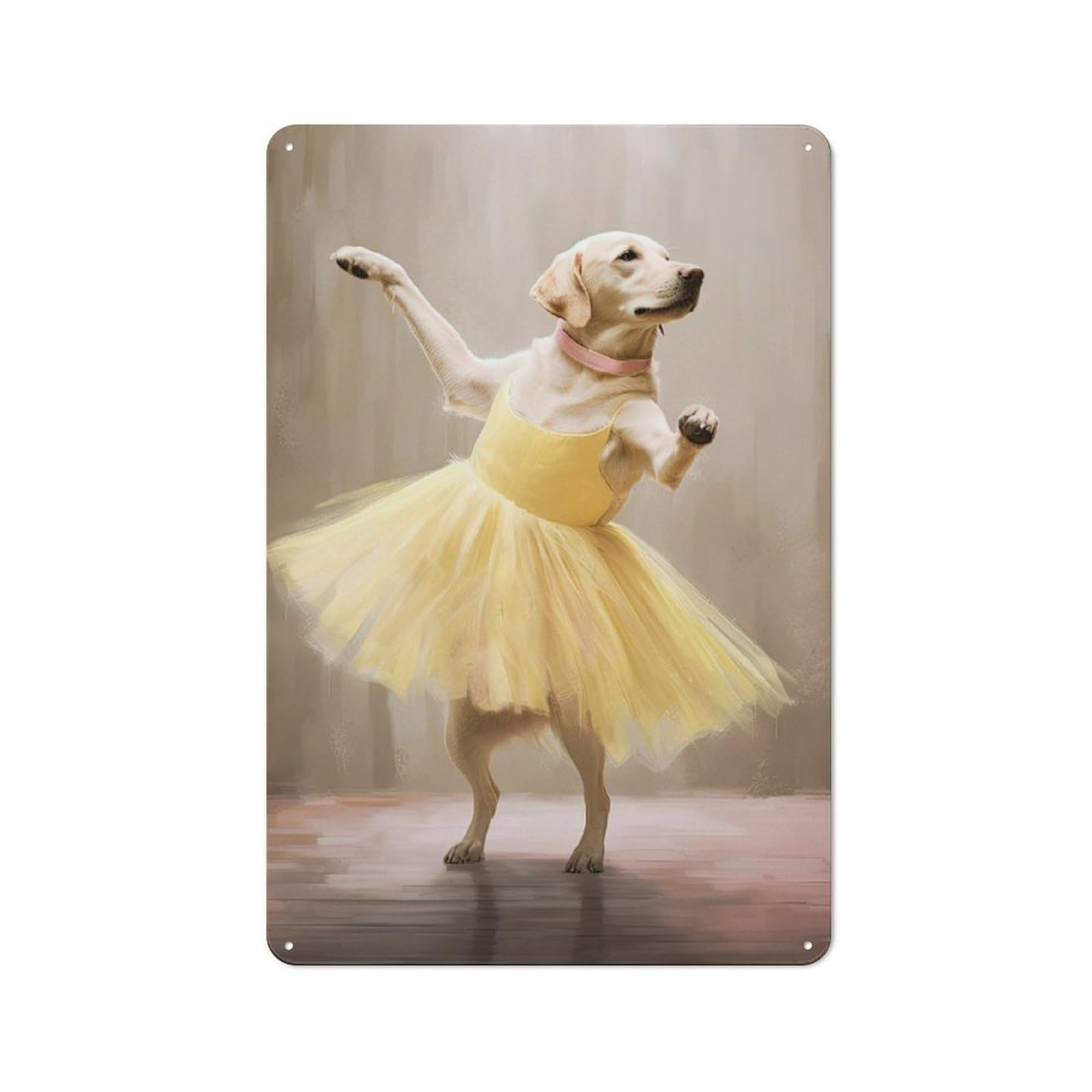 Junmoney Labrador Ballerina Tin Sign 30X20cm For Workshop Wall, Rustic Wall Decor, Suited To Workshop Decor Fans