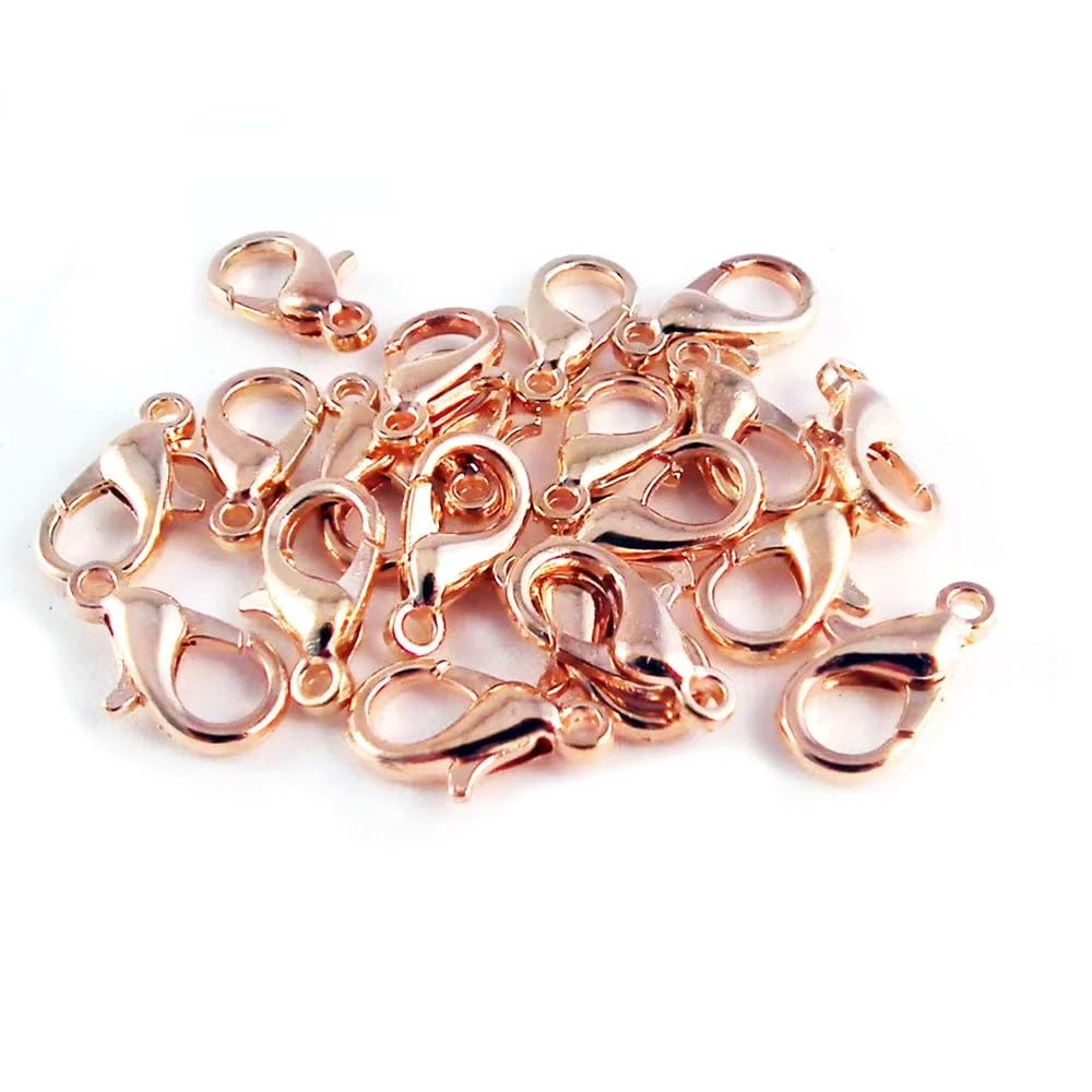Navjai Lobster Clasps Claw Hook for Nacklace & Bracelet Finding for Jewelry Making Accessoris Small Fasteners Hook End Chain Clasp DIY Jewelry Clasp (25Pieces, Rose Gold Loster)