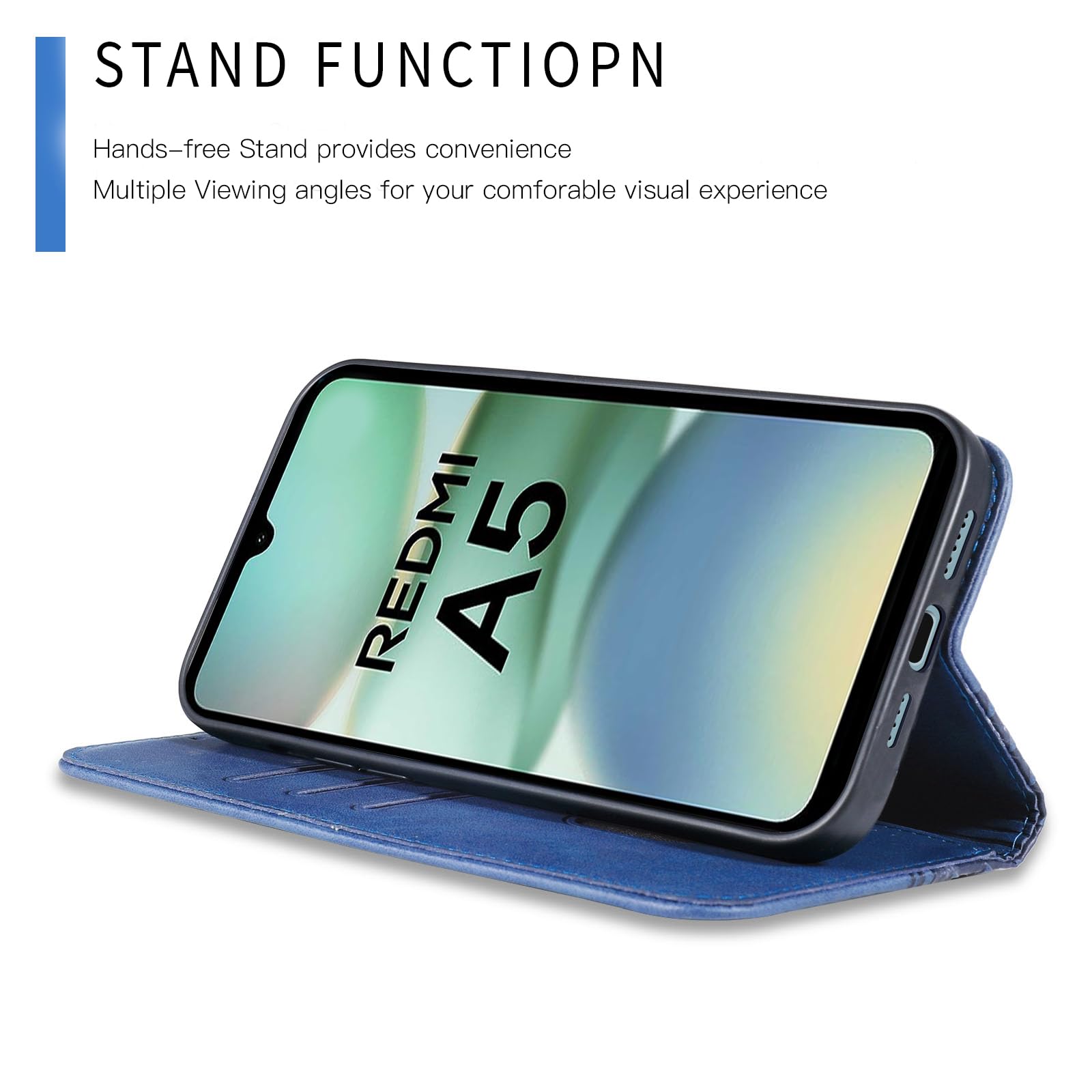 CXTcase Cover per Xiaomi Redmi A5 4G, PU Pelle Custodia [Kickstand] [Slot per Schede], Portafoglio Custodia Flip Case per Xiaomi Redmi A5 4G, Blu