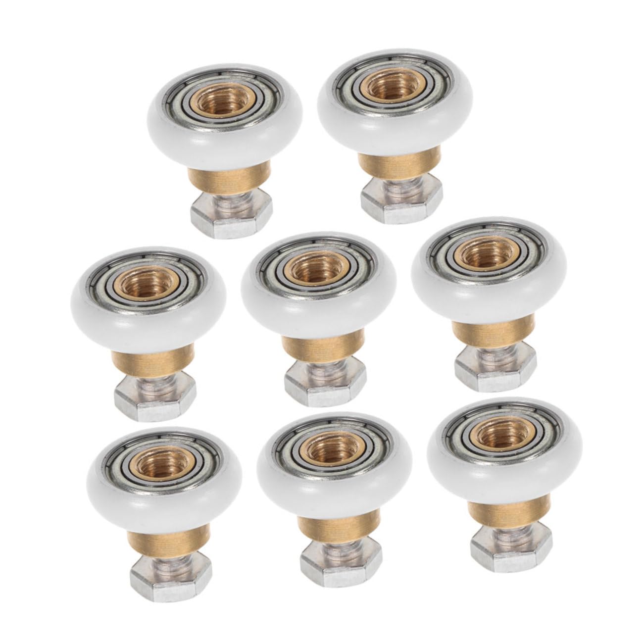 Kit de 8 Ruedas Doradas para puertas corredizas de ducha con rodillos de metal y fácil colocación