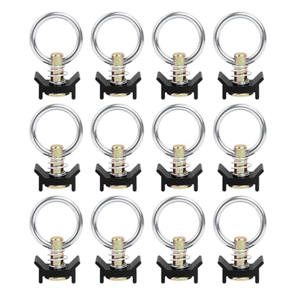 Elantoexis Single Stud Fitting Tie Down Anchor Track Clips L Track 4,000LB Capacity with Stainless Steel Round Ring Aluminum Keeper