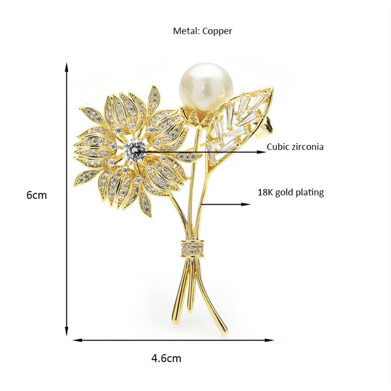 Damen-Brosche, Damenmode-Accessoires, Damen-Elegante Funkelnde Kristall-Frühlingsblumen-Brosche, Hochzeitsfeier-Brosche, blumenförmige Brosche, modische Broschen (Metallfarbe: Silber)