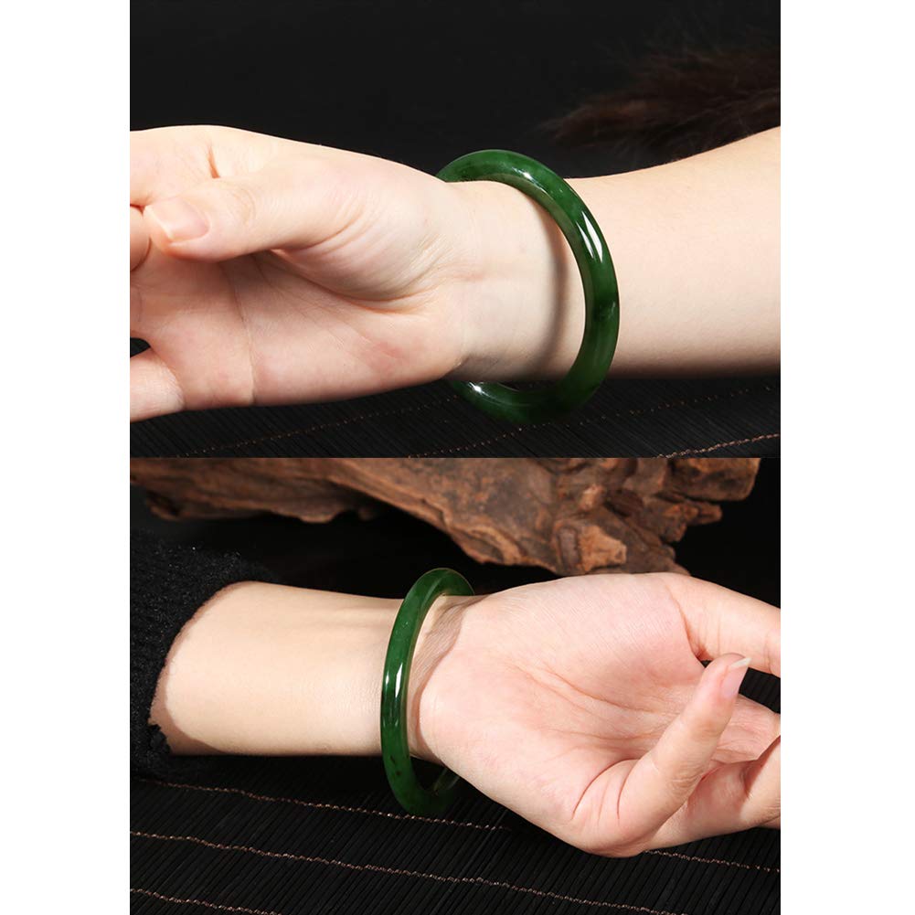AKT Jade Bangle Pulsera Grado A Esmeralda Verde Natural Bisutería Artesanal para Mujer, Diámetro Interno 53-55 Mm