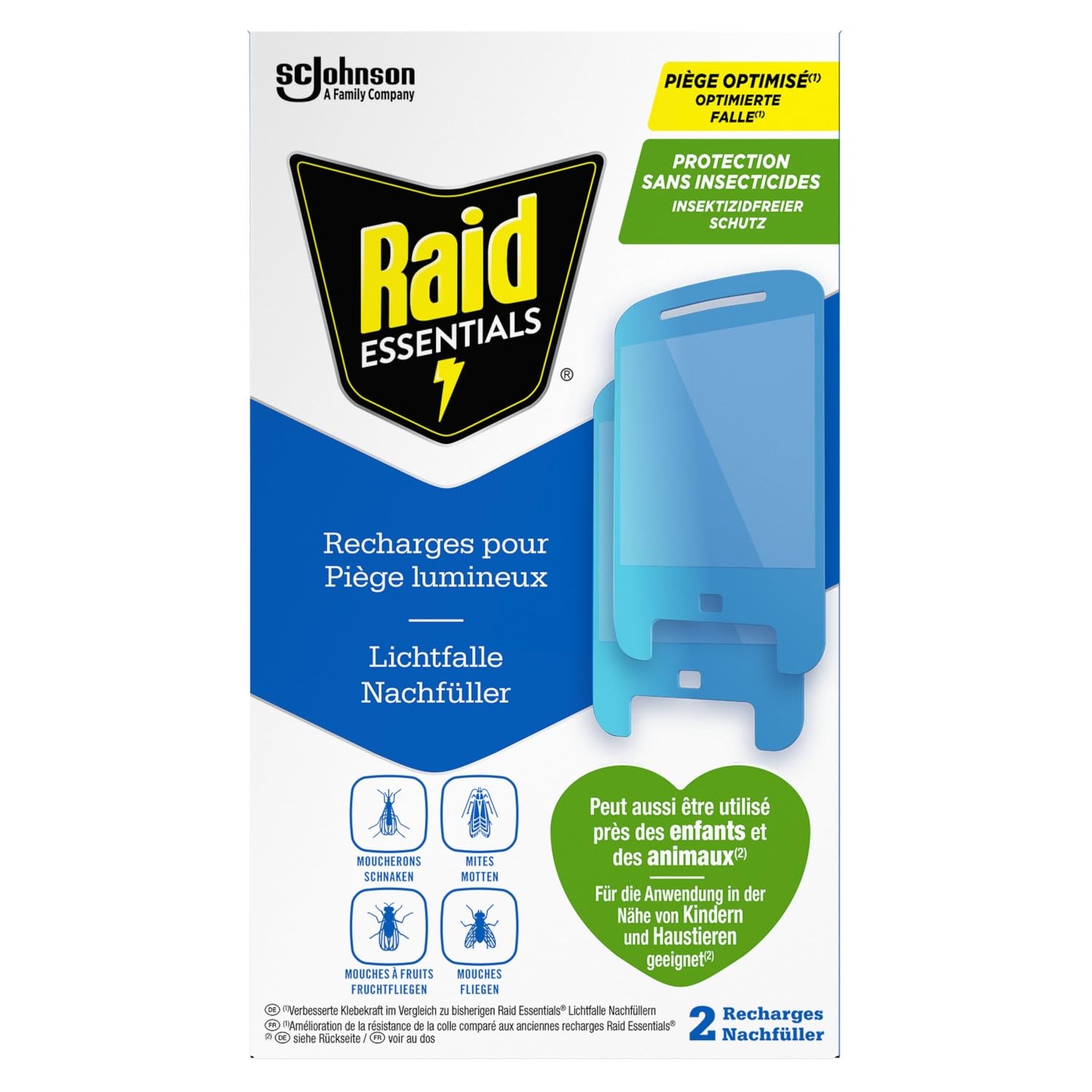 Raid Essentials 2x Lichtfalle Nachfüller für Fliegen und Motten, 2er Pack
