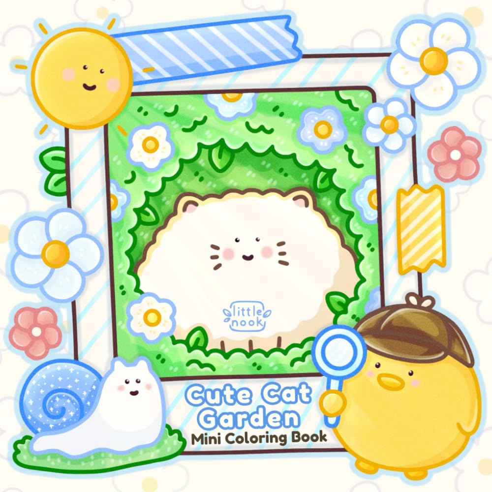 Cute Cat Garden: A Mini Coloring Book of Cozy Cats, Flowers, and Nature - Simple Designs for Adults and Teens (Cozy Gang Travel Size)