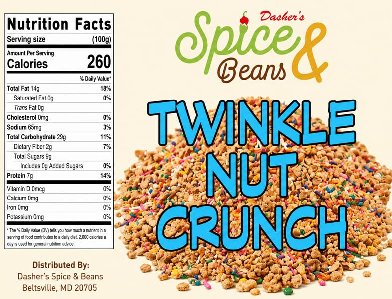 Image of Twinkle Nut Crunch 2.5 lb | Dessert Topping & Decoration for Ice Cream, Sundaes, Cakes, Cupcakes, Milkshakes & Frozen Yogurt | Bulk Resealable Container | Dasher's Spice & Beans