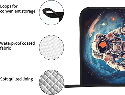 Miniatura 5 de Astronauta Planet - Juego de 2 soportes para ollas resistentes al calor, impermeables, fáciles de limpiar, para cocina, horno, barbacoa, regalo de