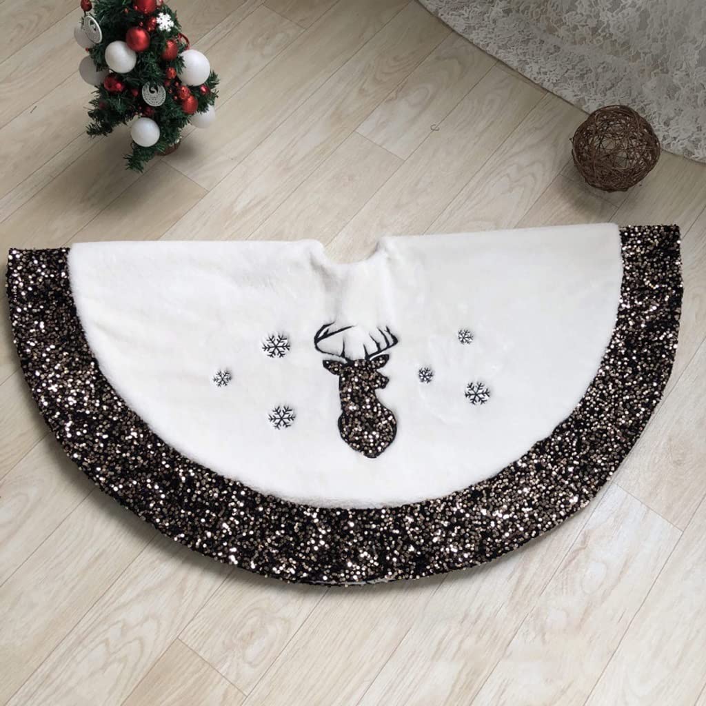 Ozdobna osłona podstawy choinki Miękka pluszowa spódnica choinkowa z cekinami do dekoracji świątecznych i przyjęć(122cm/48inch)