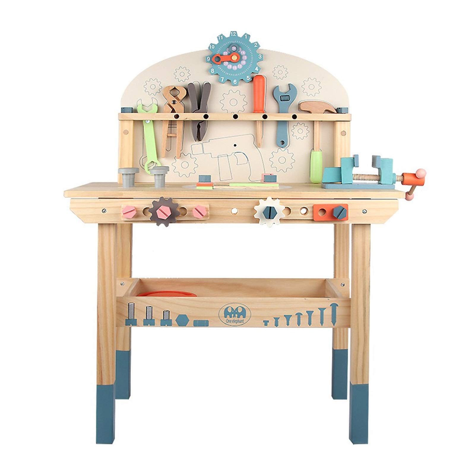 SuDeLLong Construction Workshop Tool Bench Tool Bench For Kids Toy Play Workbench Tool Bench Workshop Workbench With Tools Set Construction Bench Toy (Color : Natural, Size : 79.5x29.7x59.5cm)