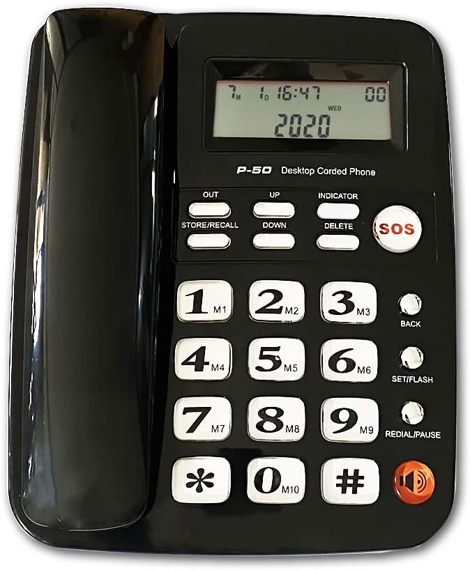 88mm LZRZBH Corded Phone With Call Blocker，Loud Big Button Corded TelephoneSlimline Corded