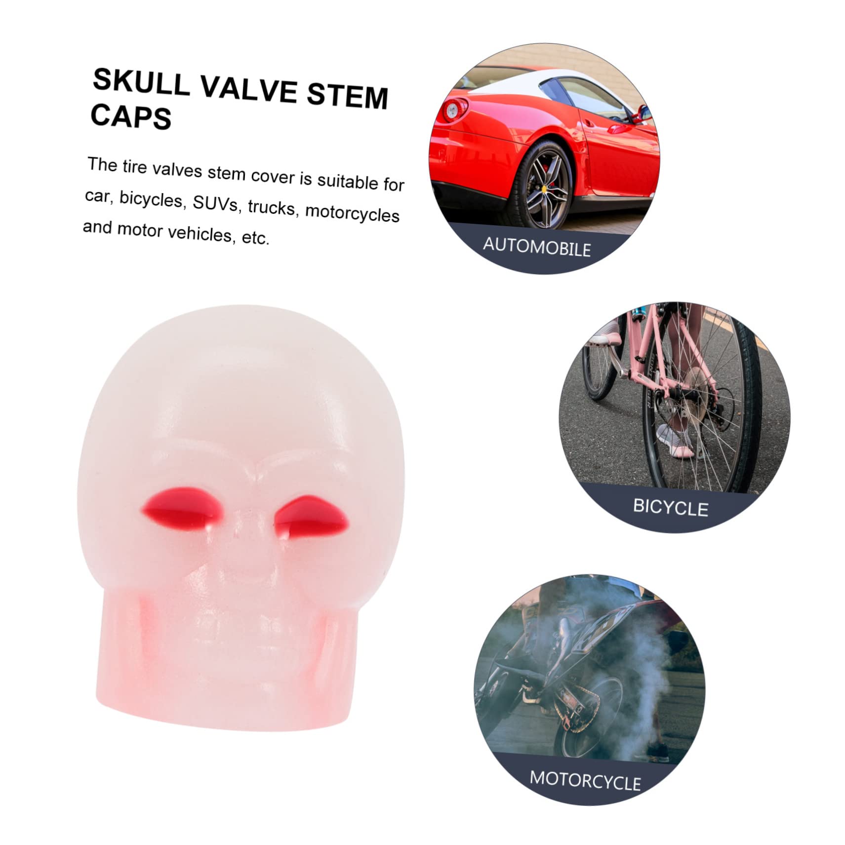 ULTECHNOVO 200pièces Capsules De Valve Fluorescentes Forme De Crâne Bouchons Universels pour Voitures Vélos Et Décoration De Pneus Originale Et