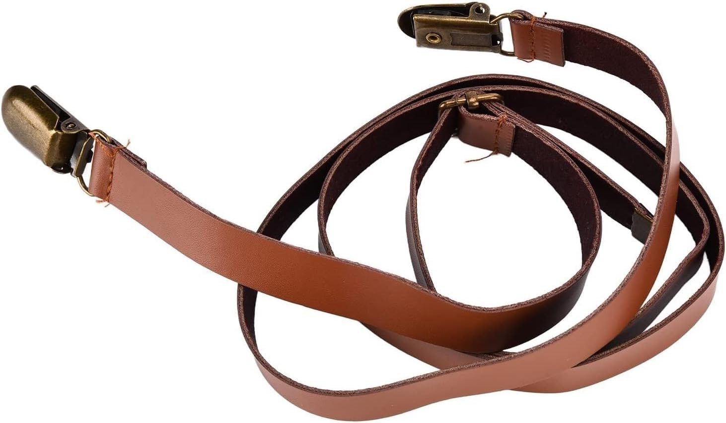 Tirantes ajustables for hombre, 2, cuero de vaca, clips metálicos for pantalones, trajes