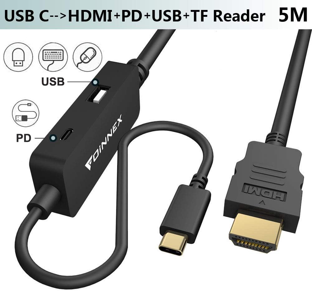 USB C to HDMI 15Ft TV PD Cable