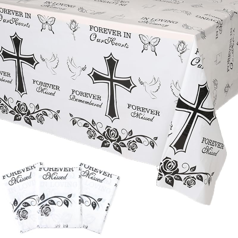 ELEGANZA BASHH Table Cloth Disposable for Funeral, Memorial Service Table, Celebration of Life Decorations