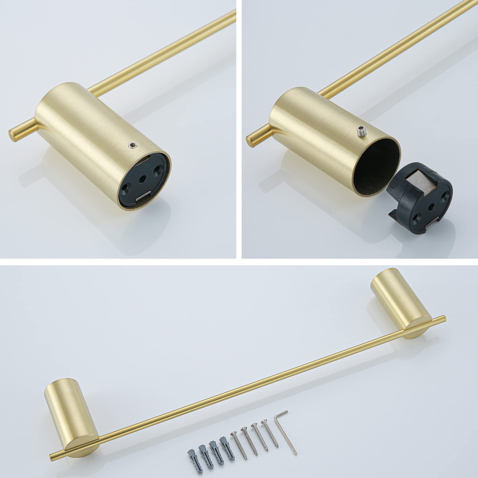 RANDOM Toallero dorado cepillado para barra de 18 pulgadas, soporte para toallas de mano para baño, cocina, accesorios de montaje en pared, 96068-2-18BG
