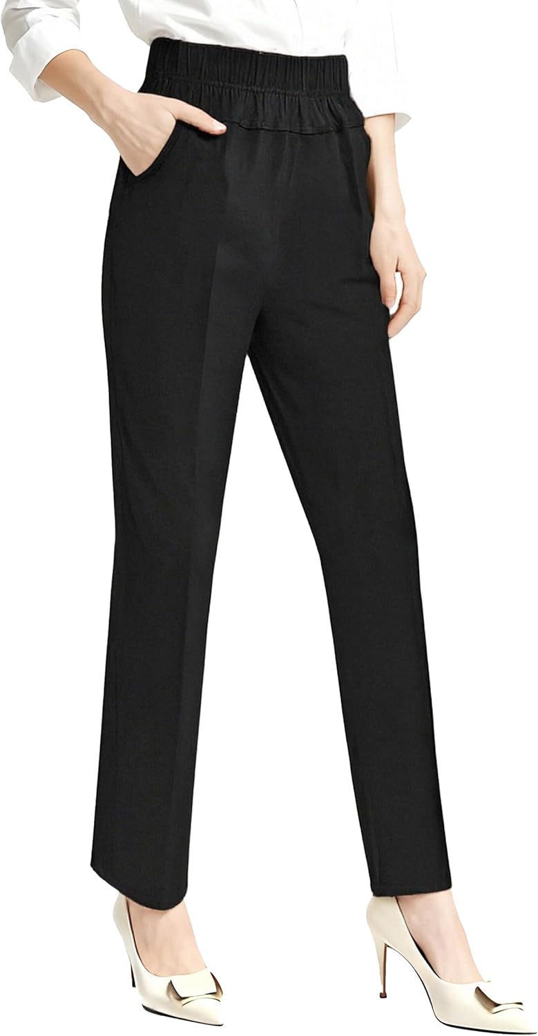 Soojun Womens Summer Elastic Waist Comfy Stretch Pull On Pants - Image 6