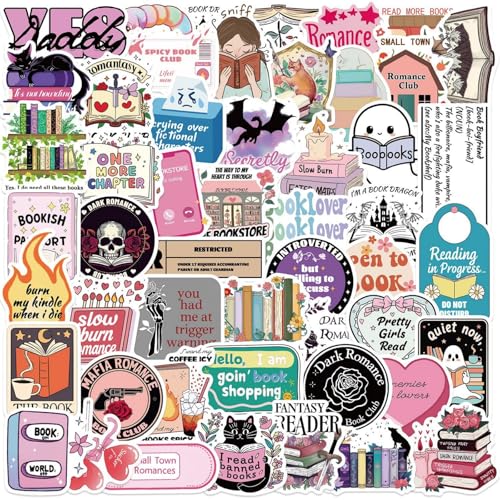 50 PCS Bookish Stickers for Kindle, Reading Stickers, Aesthetic Kindle Sticker,Bookish Gifts for Woman,Girl,Book Lover,Gifts for Adult (Bookish)