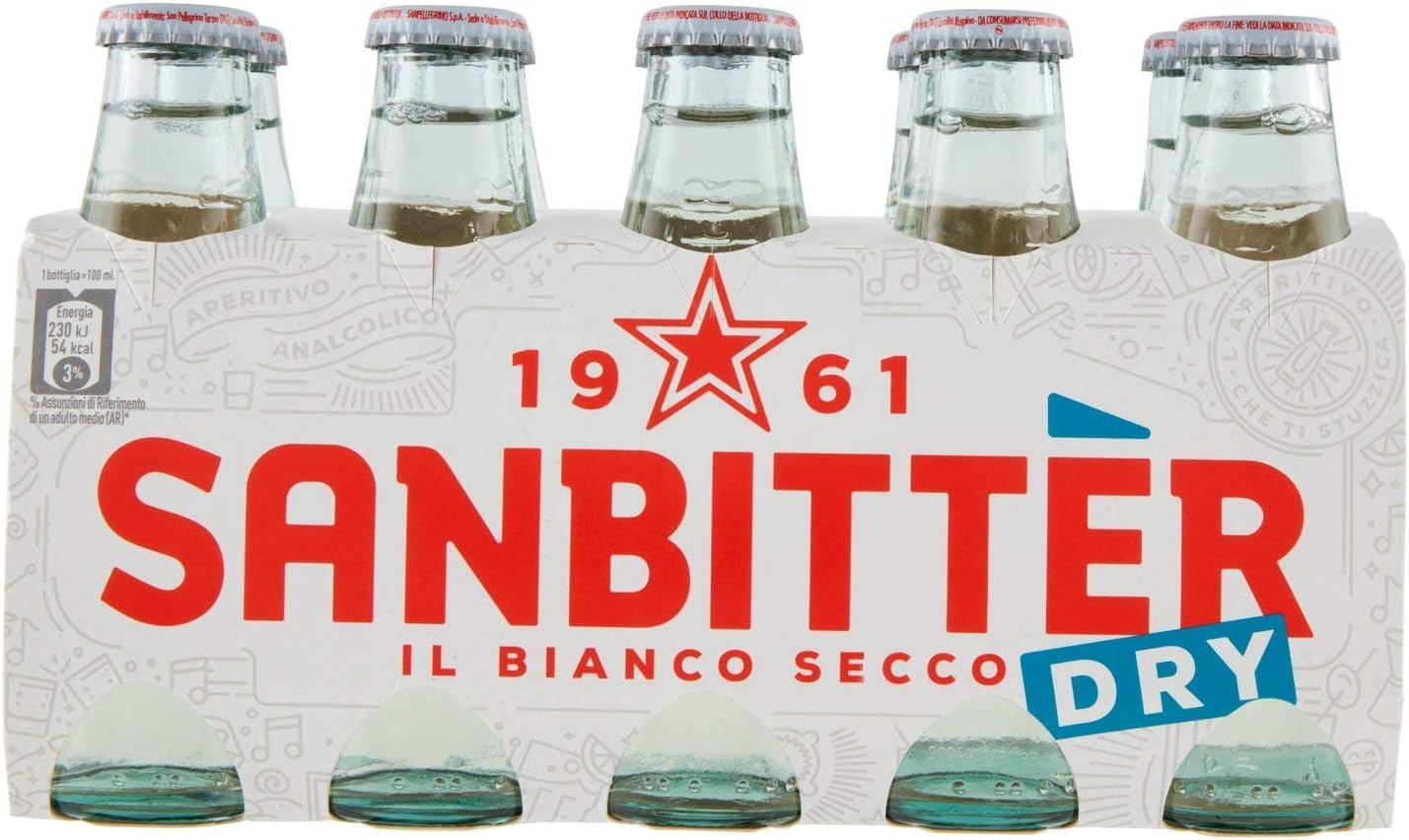 San Bitter Dry Lot de 60 bouteilles en verre jetables Blanc + Gingerino Recoaro + San Bitter Rosso Boisson rafraîchissante sans alcool Apéro italien 10 cl