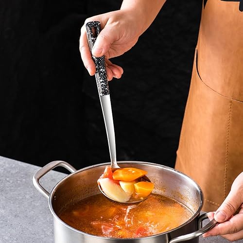 Miniatura 3 de Utensilios de metal de acero inoxidable para servir, juego de cucharas para servir, cucharas ranuradas y pinzas para servir. Tenedor para servir,