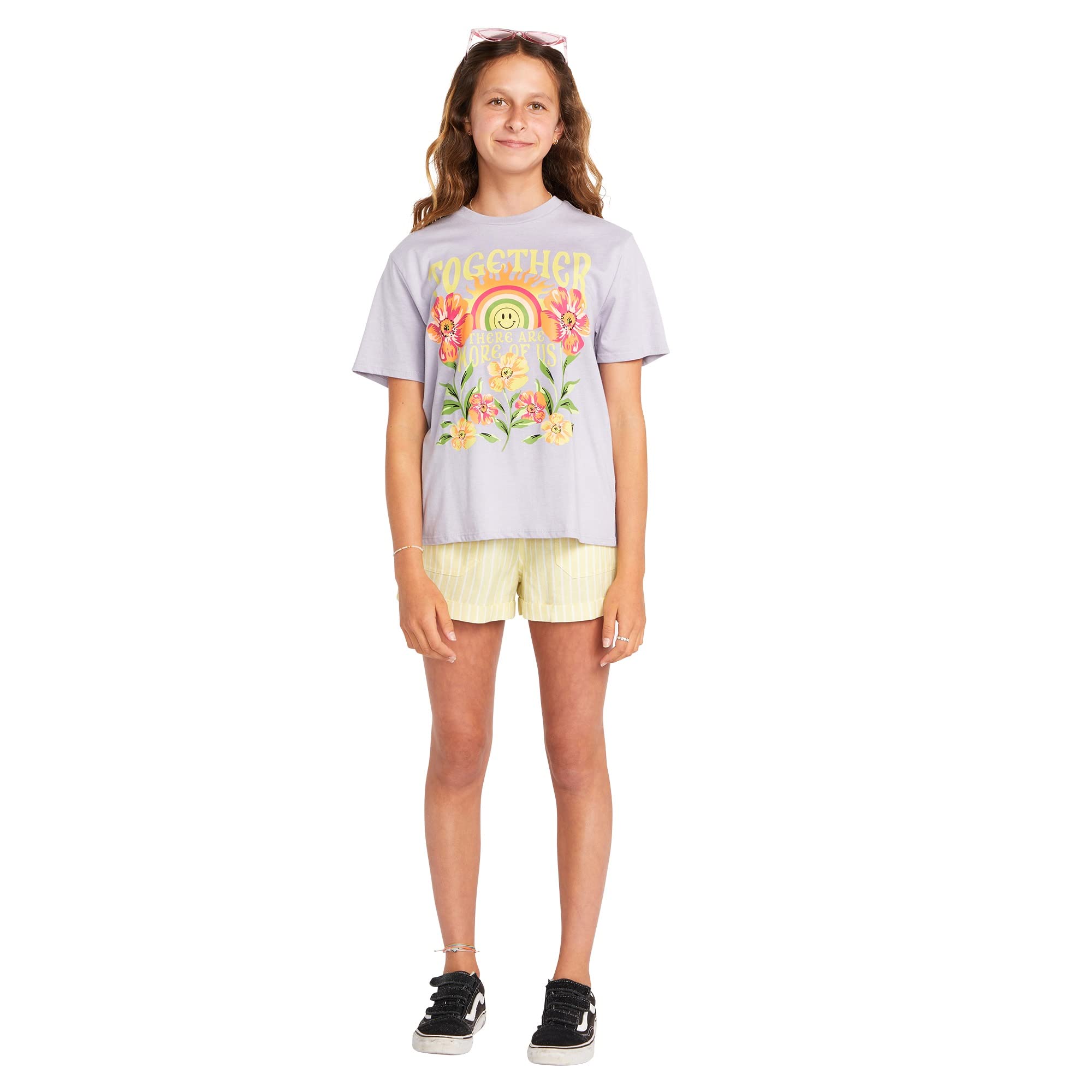 volcomGirls' Truly Stoked Bf Oversized Tee, Moonbeam