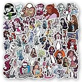 50PCS Monster High Stickers，Vinyl Waterproof Stickers for Water Bottle，Laptop, Phone, Skateboard, Car Decals Gifts for Kids Teens Adults for Party Supplies Decor