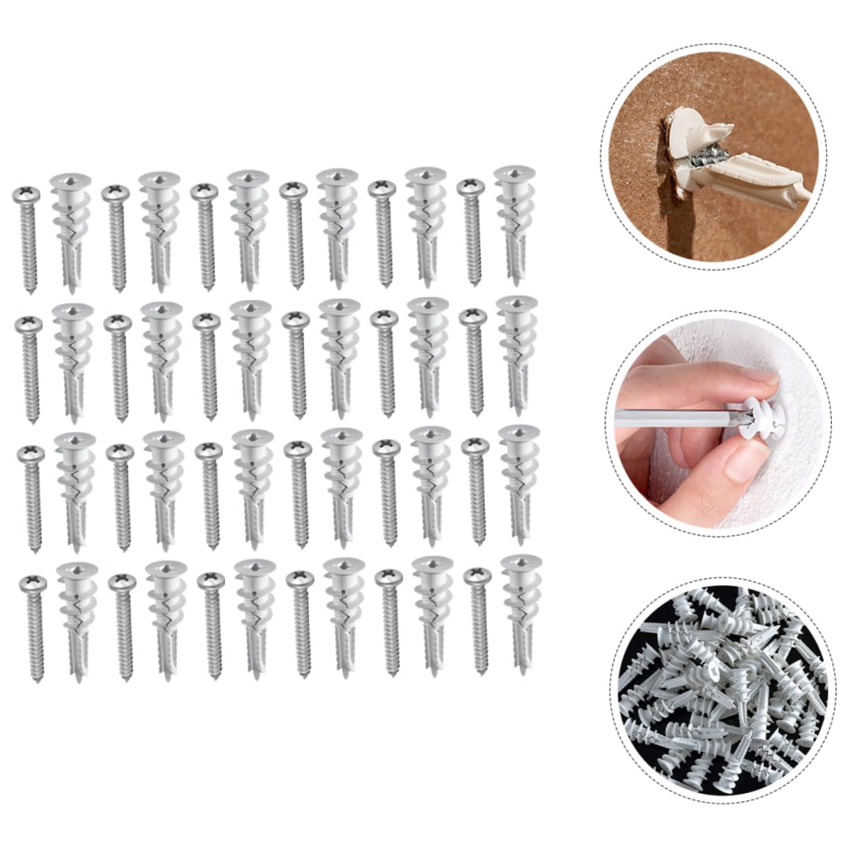 LIFKICH 50 Pack Drywall Screws Anchors Kit Self-Drilling Wall Anchors for Drywall Heavy Duty Mounting Screws Set