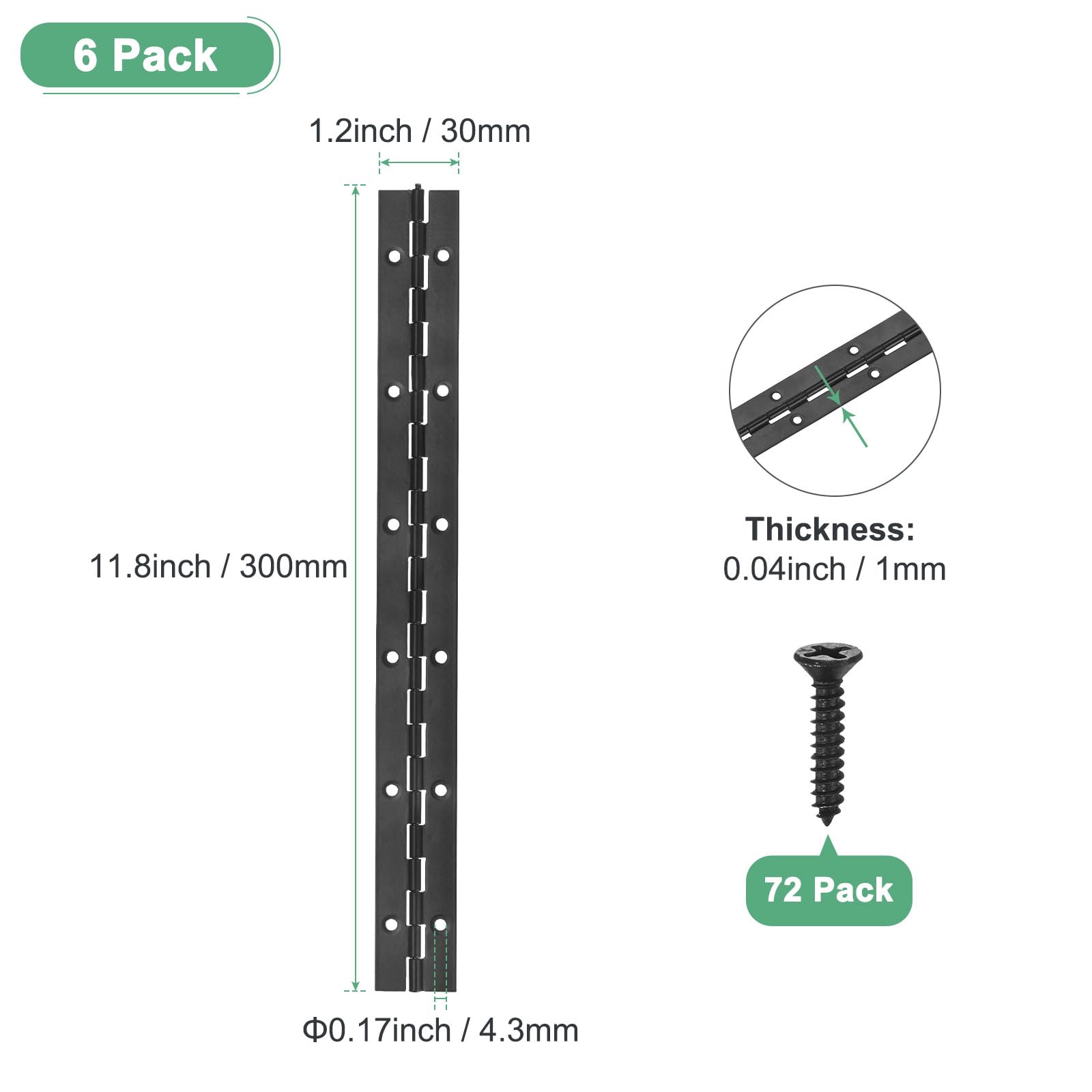 M METERXITY 6-Pack Piano Hinges - Image 3