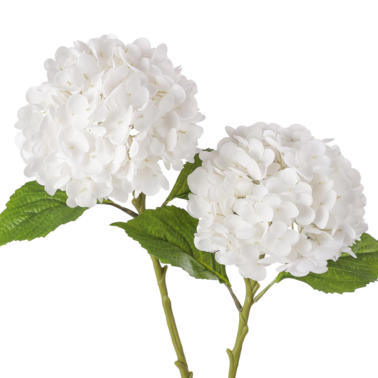 JUSTOYOU Hydrangea Flowers Artificial,2 PCS Single Long Stem Realistic Hydrangeas Flower, 19.6Inch Large Real Touch Fake Hydrangeas Flower Bouquets for Wedding Home Party(White Hydrangea Flowers) โ image 1
