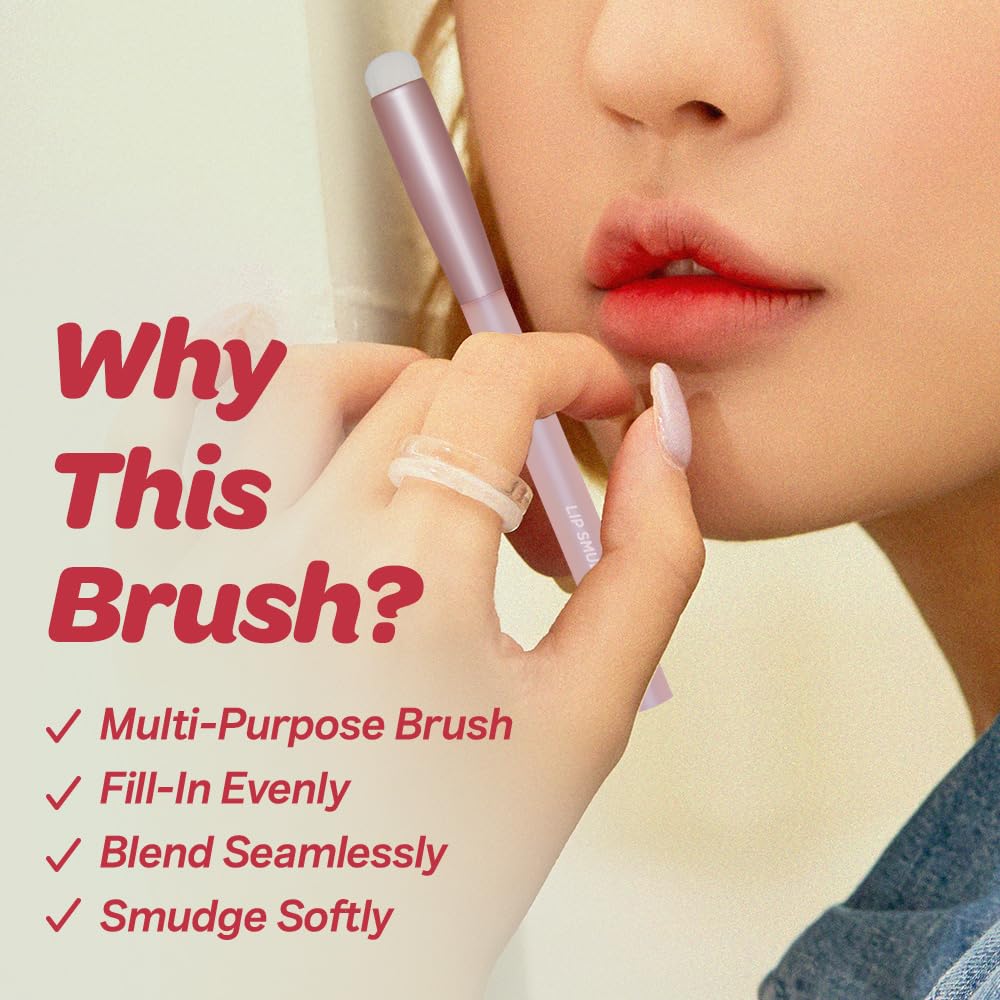 I'M MEME Makeup Tool - Lip Smudge Brush | With Cap, Reusable, Multi-purpose Blending Techniques Applicator, Travel Size, Versatile, Lipstick and Lipgloss Fingertip Pencils Liner for Women, 1 Count