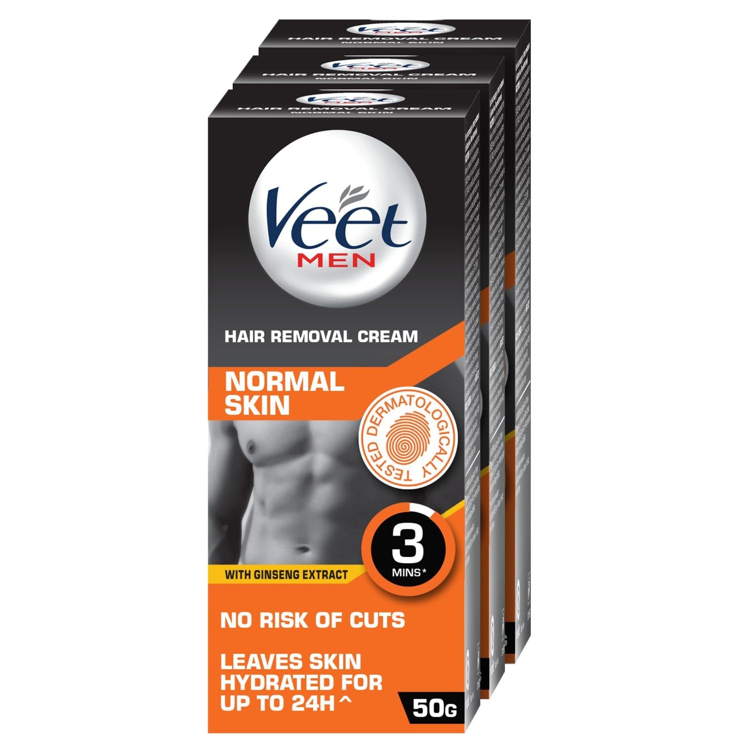 Veet Hair Removal Cream for Men Normal Skin - 50g (Pack of 3)| Silk & Fresh Technology | No Risk of Cuts | Works in just 3 Mins | Dermatologically Tested | leaves Skin Hydrated For Up to 24Hrs-image-46