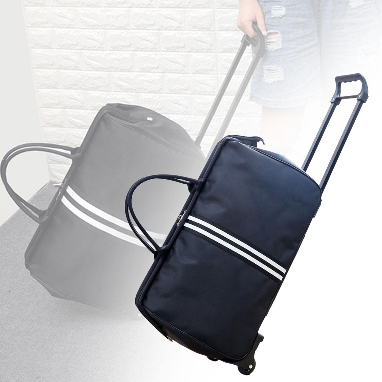 Wochenendtasche mit 2 Rädern Reißverschluss mit Griff Riemen Schuhe Seesack Tragetasche Verschleißfester Organizer Aufbewahrung wasserdichte, EIN