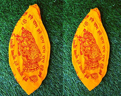 2 piece Lord Hare Krishna Japa Mala Bag Japa Mala Prayer Clothing Bag for Mantra Meditation - Krishna Prayer Puja Hindu Chant Yoga Meditation Hare Rama Cloth Hand Dyed Indian Yellow/Orange (Yellow)