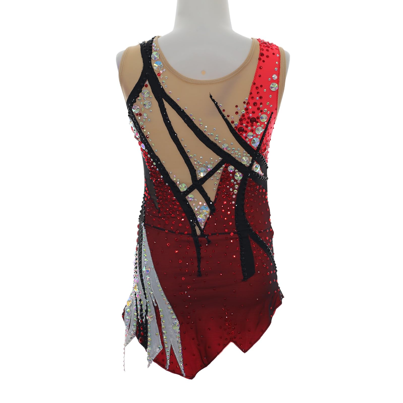 Dziewczęce Damskie Trykot Do Gimnastyki Artystycznej, Bez Rękawów Świecący Rhinestone Unitard, Konkursowa Sukienka Na Łyżwach
