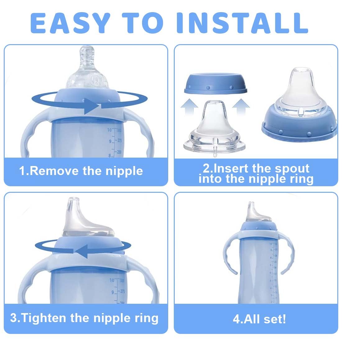 8 Piezas Tetina con pico de pato para beber, Accesorio universal para biberones de 5 cm