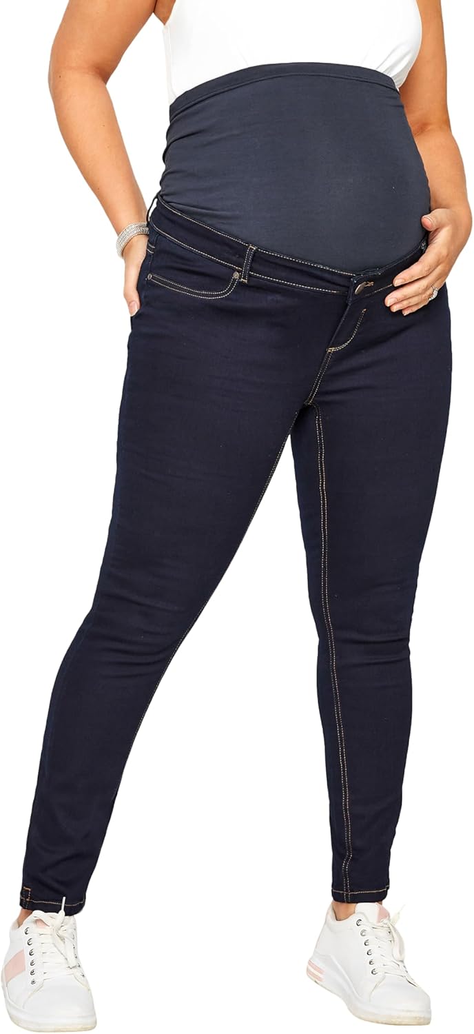 Yours Clothing Womens Plus Size Bump It Up Maternity Skinny Jeans Blue