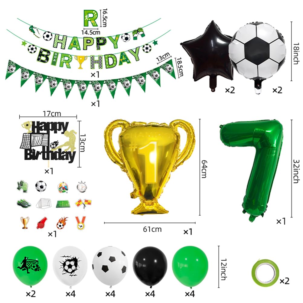 Set Decorazioni Compleanno 5 Anni – Palloncino Numero 5, Trofeo, Palloni Da Calcio E Scritta Happy Birthday In Tedesco Per Festa Bambino