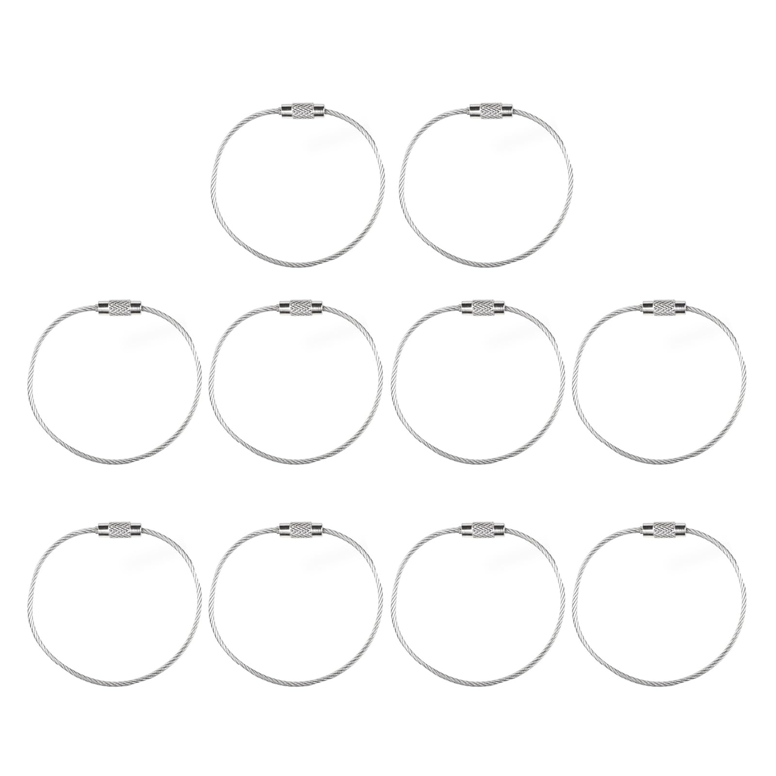 Hanging Keyring 10 Pcs Stainless Steel Wire Keychains Cables Large Key Rings Wire Rustproof Luggage Label Loop Holder