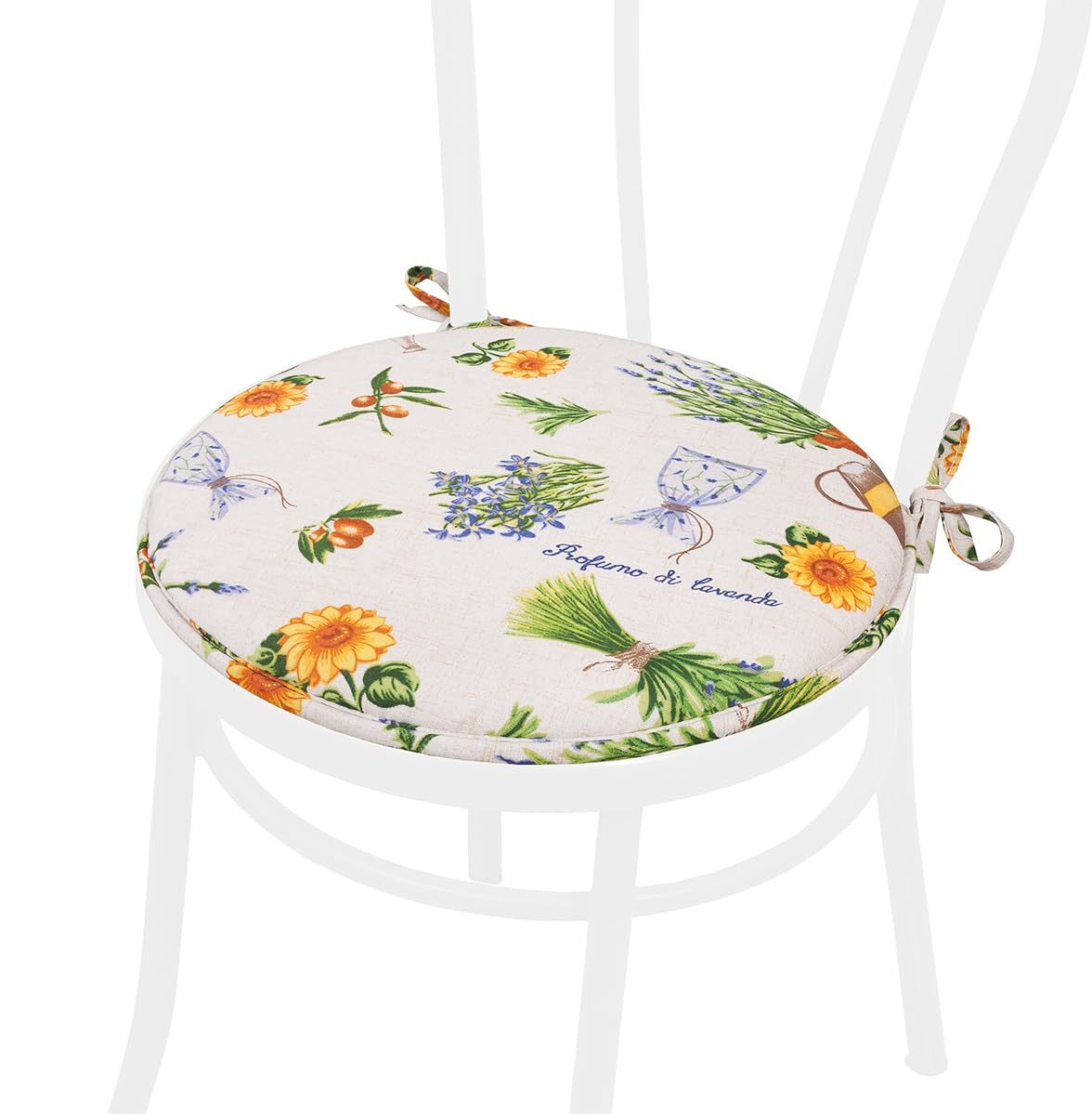 emmevi Set 4 Cuscini Sedia Provenza Rotondi Cotone Lavabili Morbidi Coprisedie Tondi Stile Provenzale