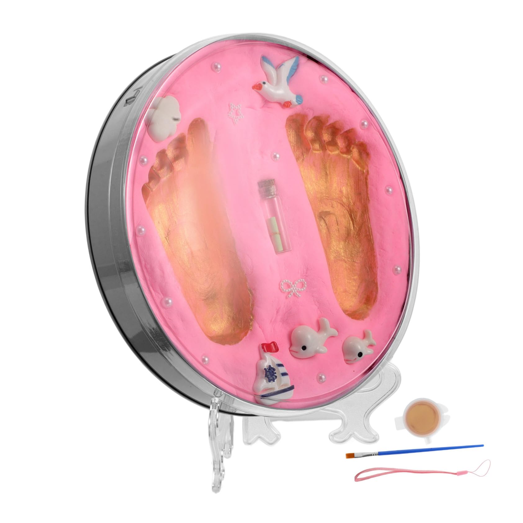 Kit D’empreintes de Bébé Rose en Boue, Impressions Nettes et Détaillées