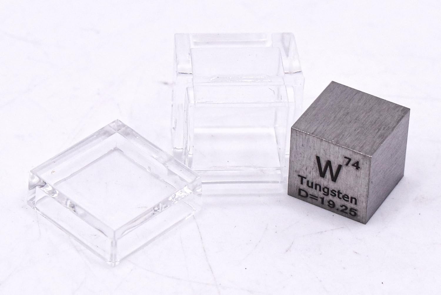 Cubo in tungsteno Wolfram da 10 mm con tavola periodica pura fino al 99,9%, con incisione, per collezione scientifica, educazione scientifica, con scatola in acrilico, 1 pezzo