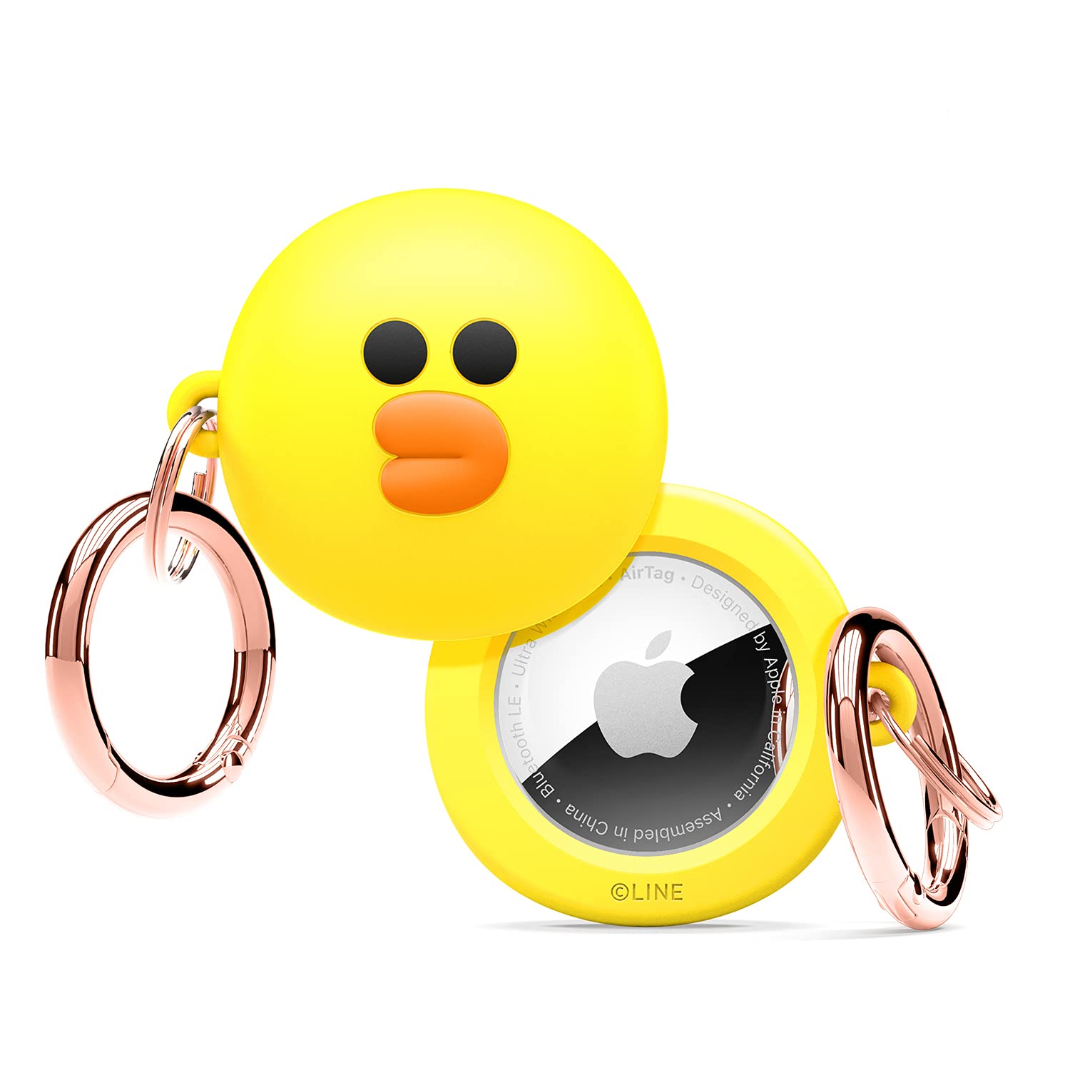 elago l LINE Friends Silicone Case Compatible with Apple AirTag Tracker - Full Protection, Keychain Included, Slim and Simple Design, Scratch-Free, Drop Protection [Official Merchandise] (Sally)