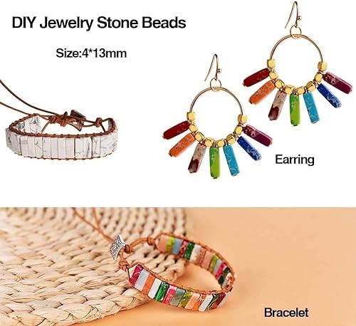 Miniatura 4 de Columna rectangular de 0.157 x 0.512 in, piedra natural, ojo de tigre, cuentas sueltas, tubo de piedra de energía, energía curativa, para hacer