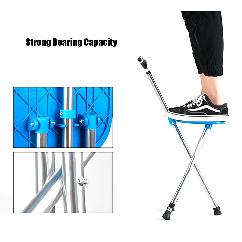 Bastón Plegable con Mango ergonómico con Asiento 5 muletas de luz LED de Altura Ajustable HGCHH