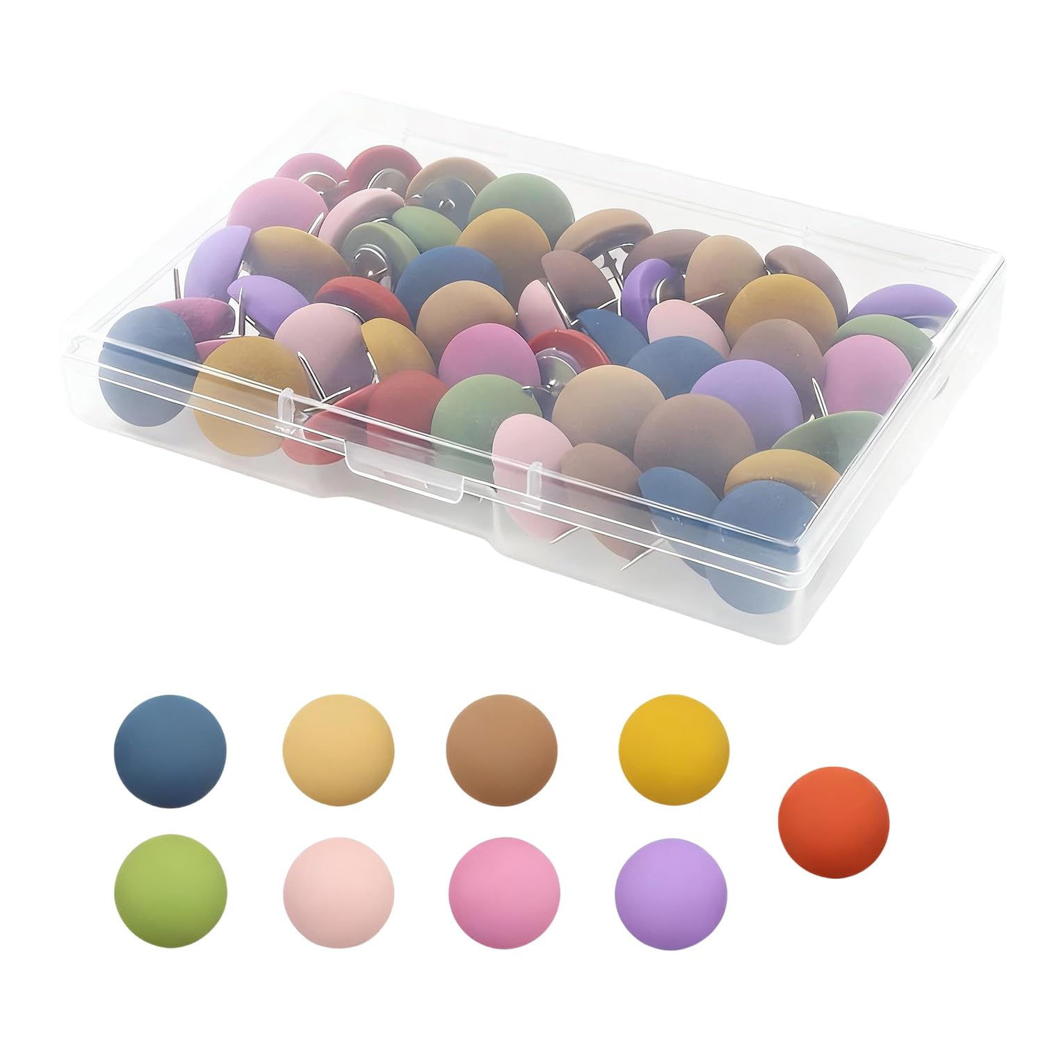 30-Pack Morandi Color Notice Board Pins Set, Resin and Metal Drawing Pin with Round Heads, Sharp Drawing Pins for Walls and Cork Boards, Decorative Thumb Tacks for Office and Home Use
